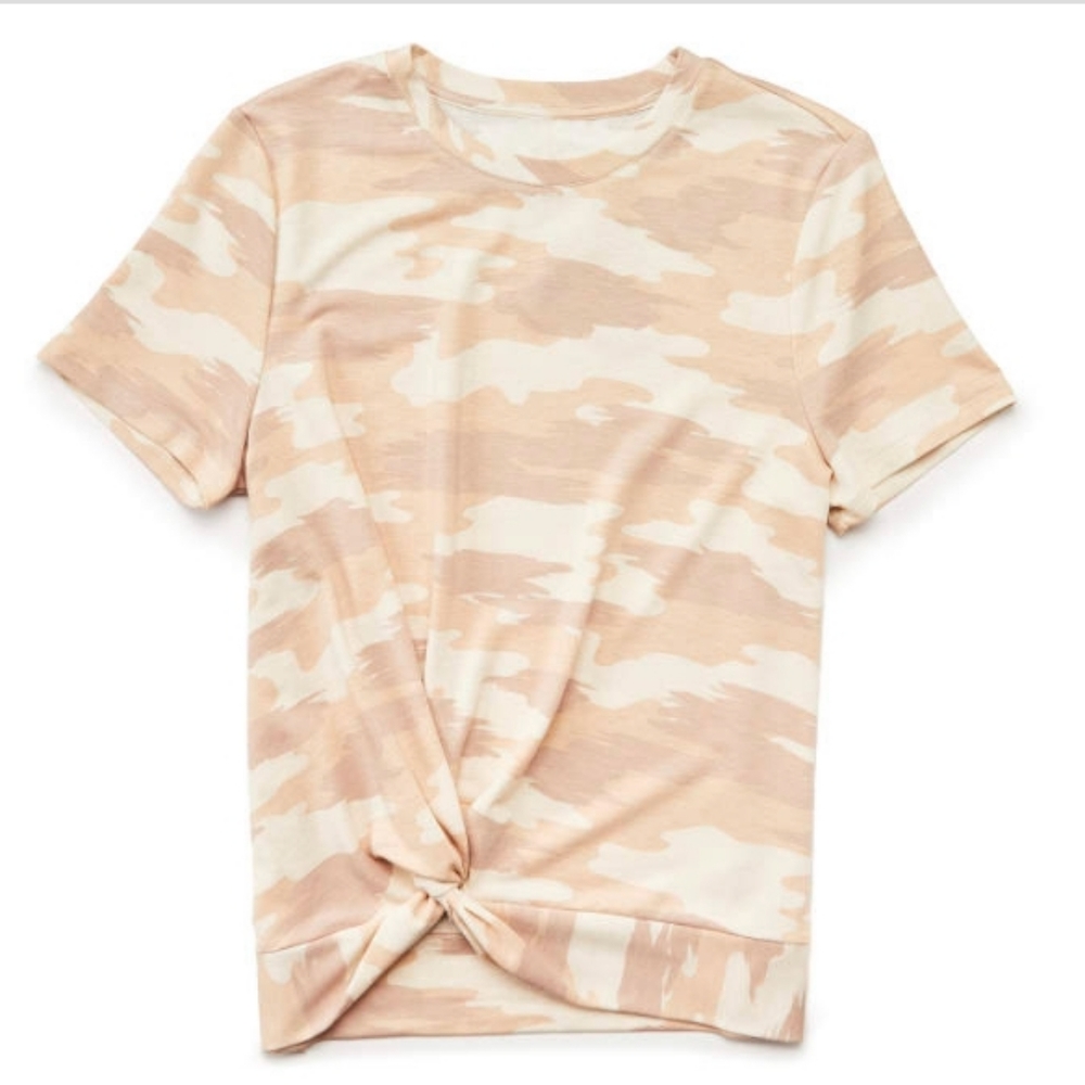 Beige Camo Side Knot Top